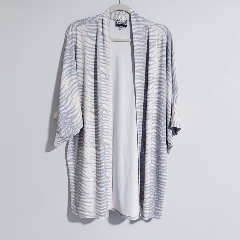 Manuhealii - Cream and Blue Fern Print Cardigan